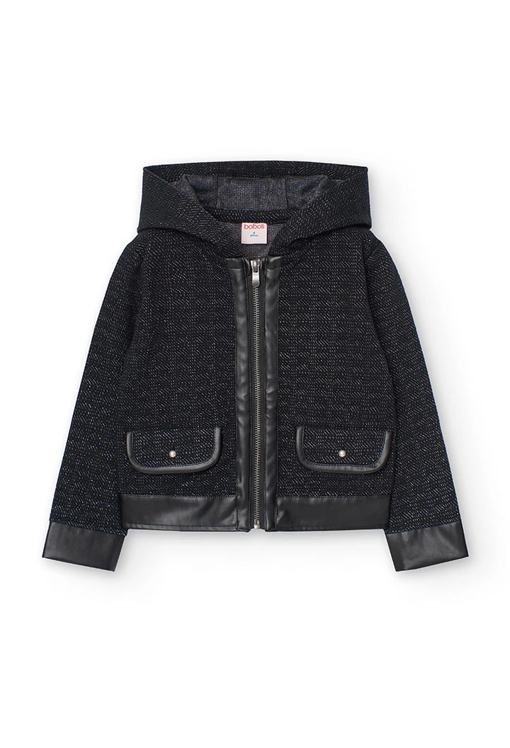 Cotton jacket for girl in black