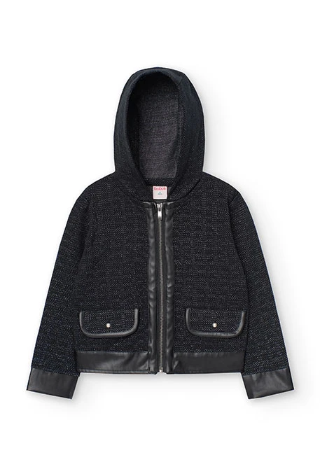 Chaqueta de algodón para niña en negro