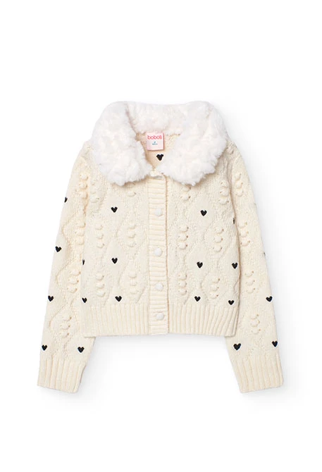 Veste en tricot pour fille en blanc