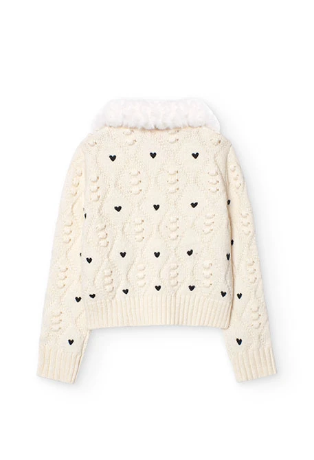 Veste en tricot pour fille en blanc