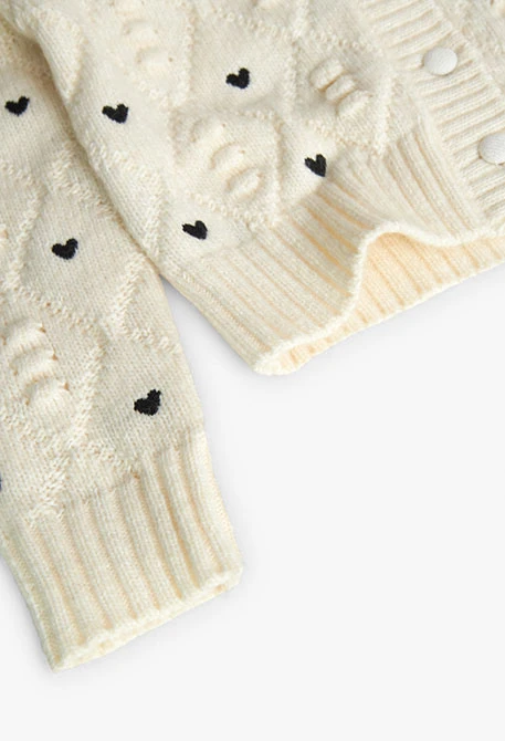 Giacca in tricot per bambina in bianco