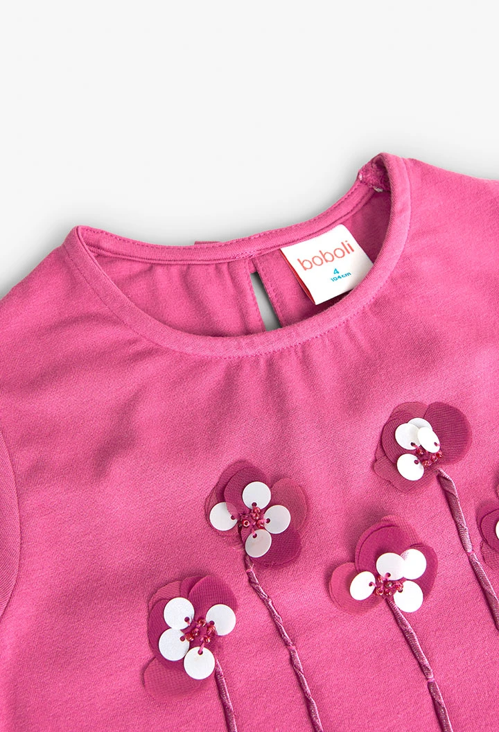 Maglietta a maglia per bambina in colore fragola