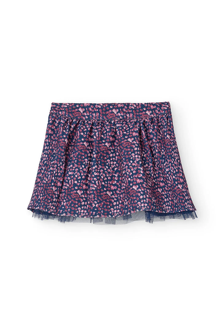 Crepe skirt for girl with floral print