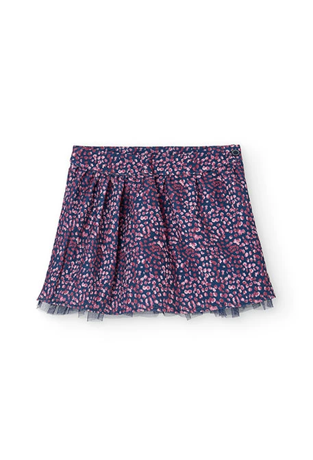 Crepe skirt for girl with floral print