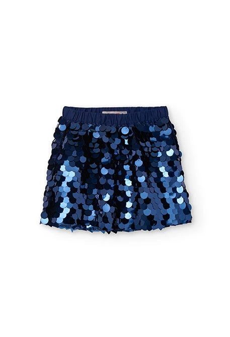 Gonna di tulle con paillettes per bambina in blu marino