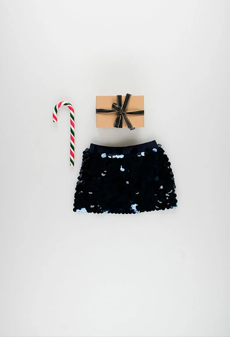 Navy blue tulle skirt with sequins for girls