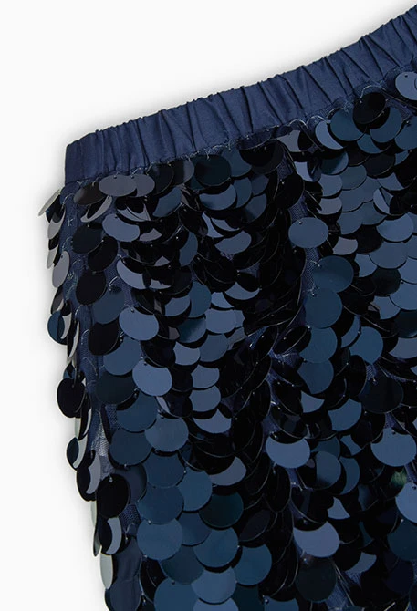 Gonna di tulle con paillettes per bambina in blu marino