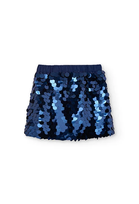 Gonna di tulle con paillettes per bambina in blu marino