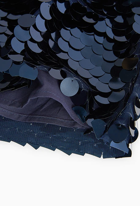 Gonna di tulle con paillettes per bambina in blu marino