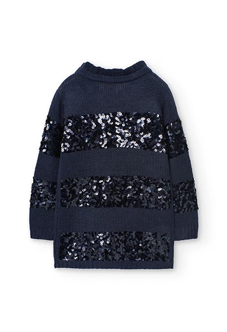 Robe en tricot pour fille en bleu marine