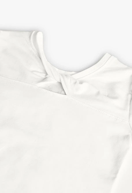 T-shirt en maille élastique pour fille en blanc