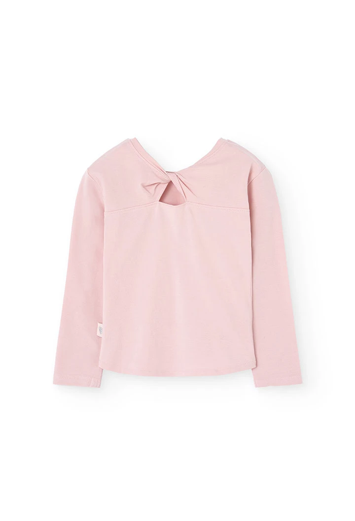 Camiseta de punto de elástica para niña en rosa