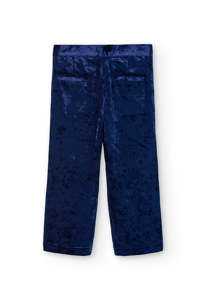 Pantalon en velours pour fille en bleu marine