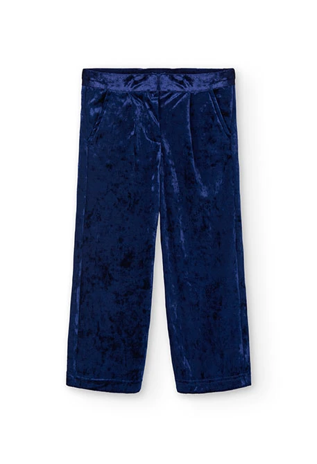 Pantalon en velours pour fille en bleu marine