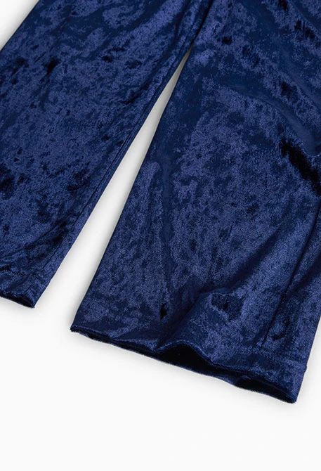 Pantaloni di velluto da bambina in blu marino