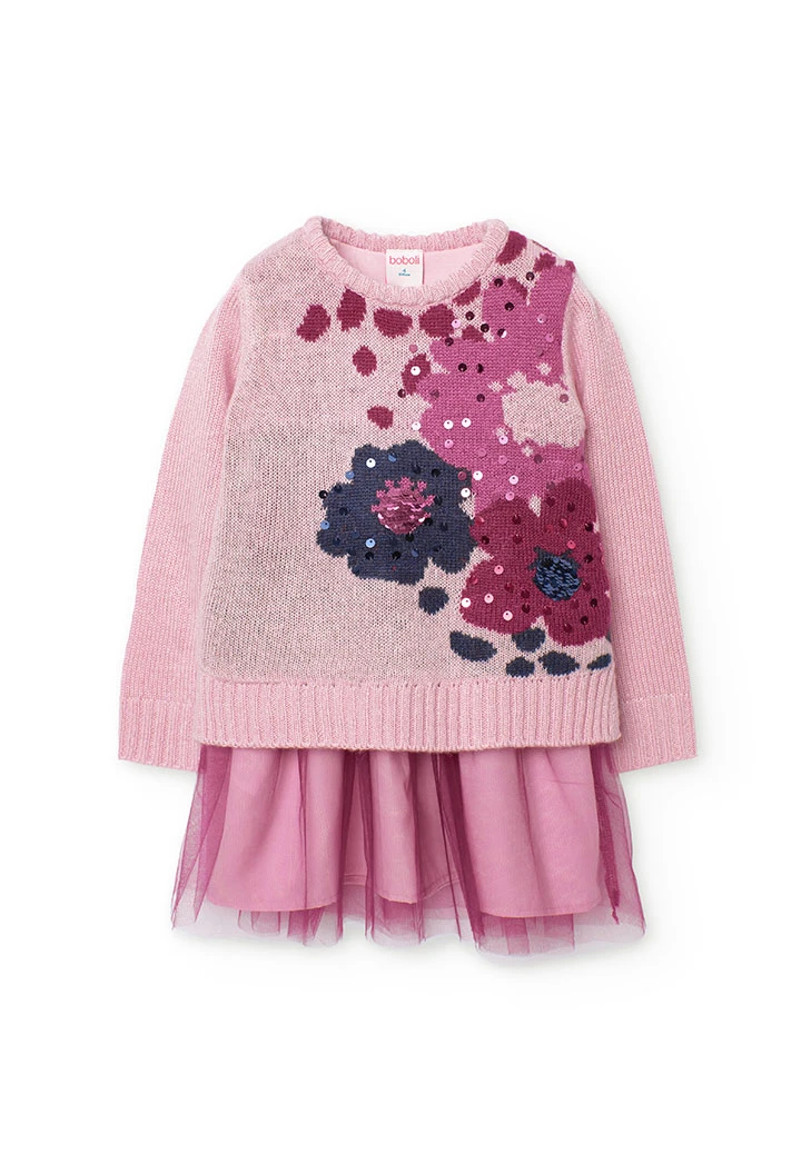 Vestito in maglia per bambina in rosa