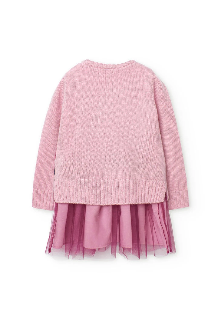 Robe en tricot pour fille en rose