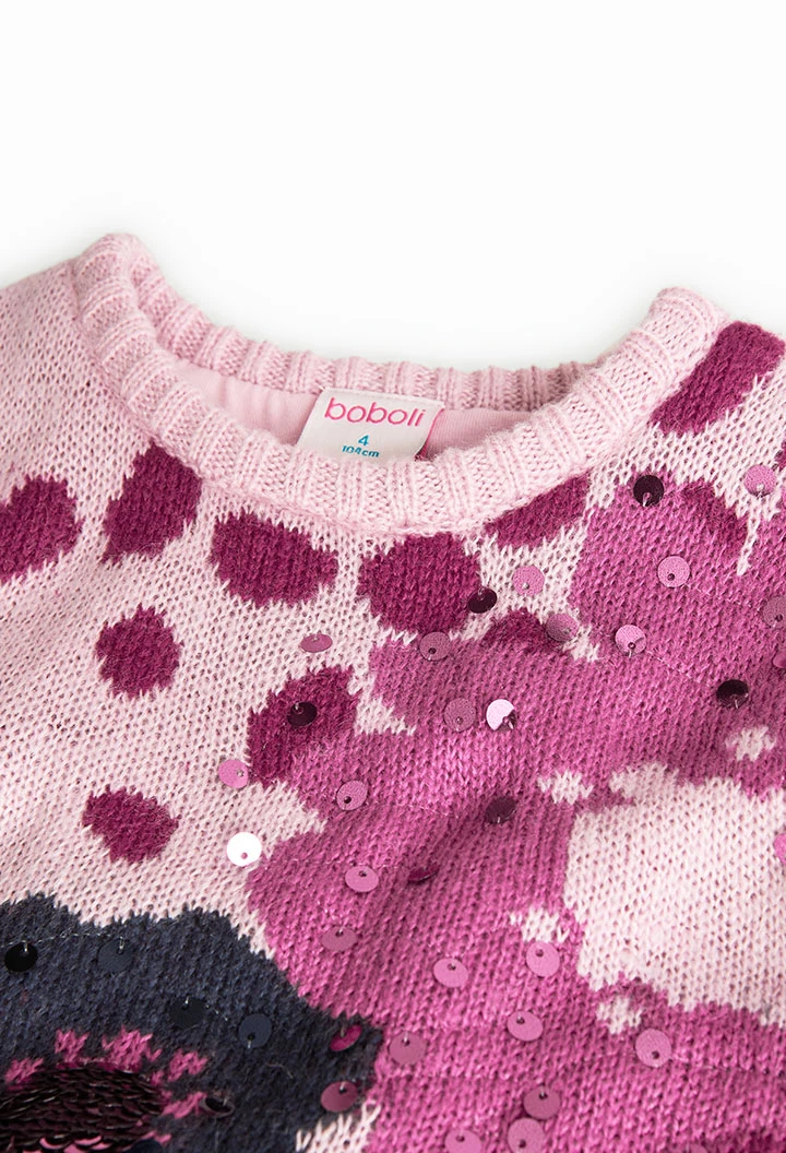 Robe en tricot pour fille en rose