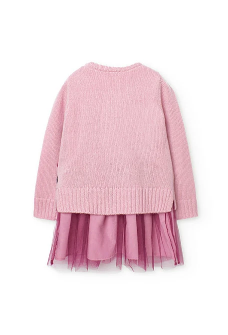 Vestido de malha para menina em rosa