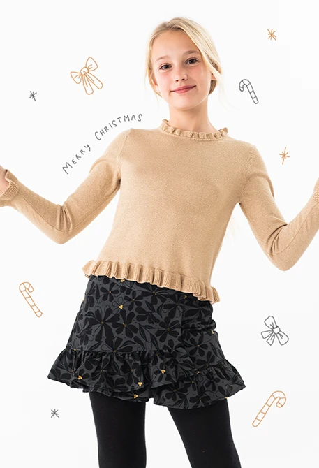 Golden knitted jumper for girl