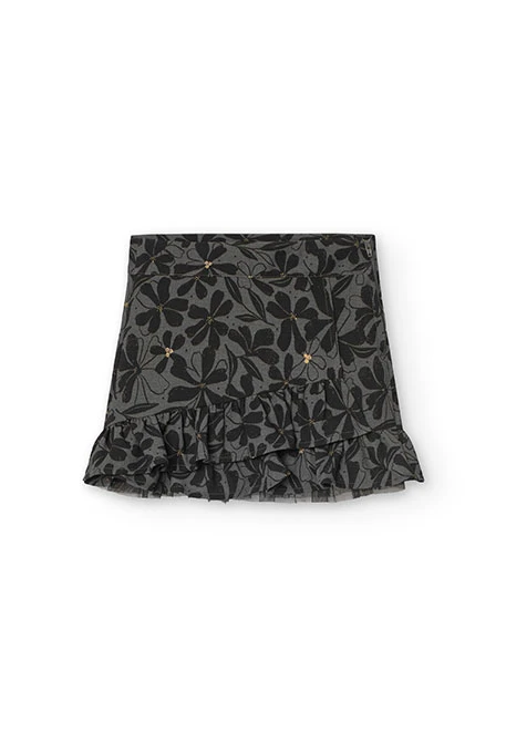 Jupe pour fille avec imprimé floral en noir