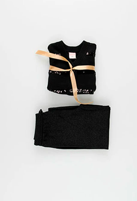 Pantalone in maglia per bambina in nero