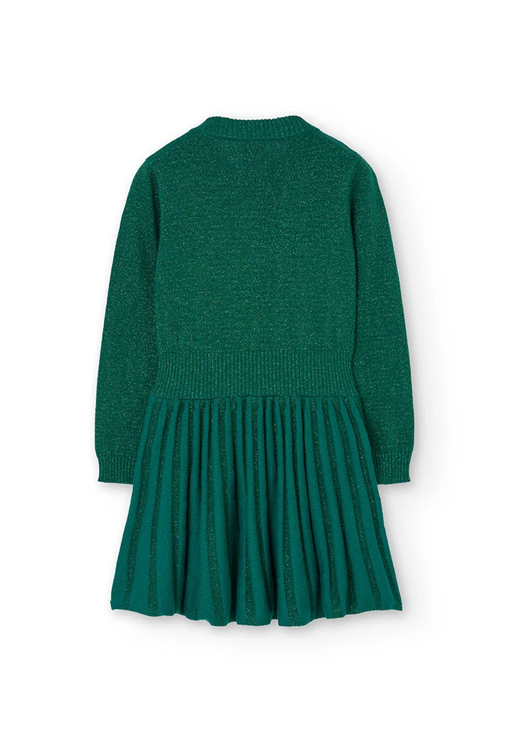 Vestido de tricô de menina em verde