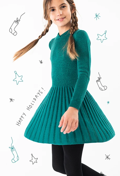 Robe en tricot pour fille en vert