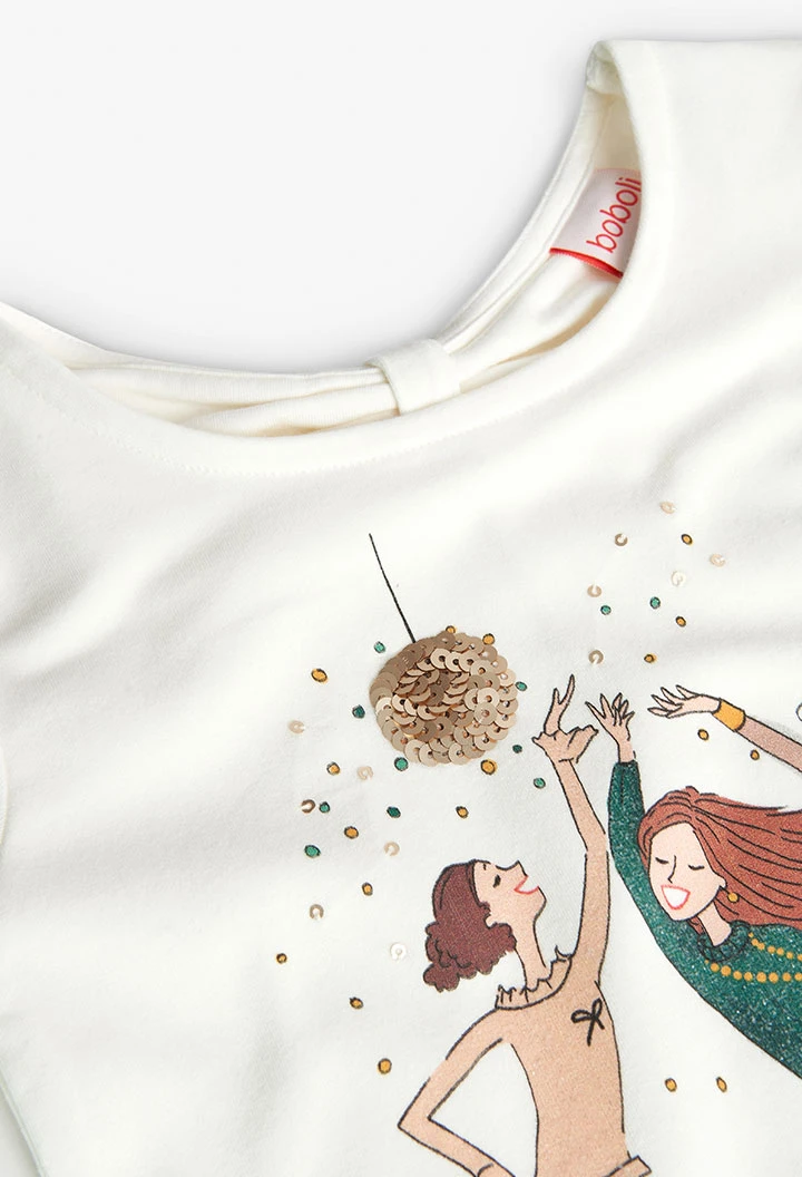 T-shirt pour fille avec imprimé en blanc