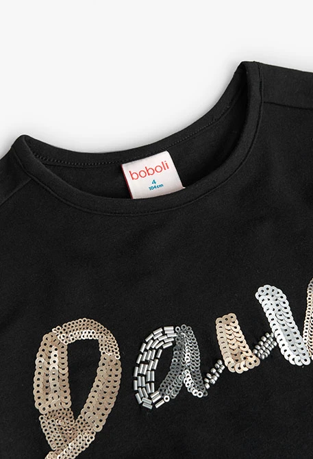 T-shirt  pour fille en noir imprimé \"Dance\"