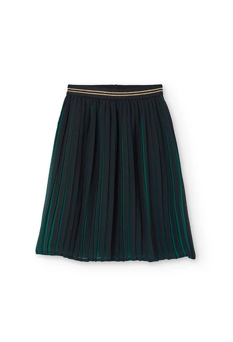 Saia de chiffon plissada para menina em verde