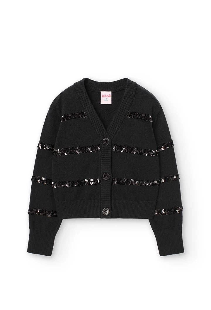 Girl\'s black knitted jacket