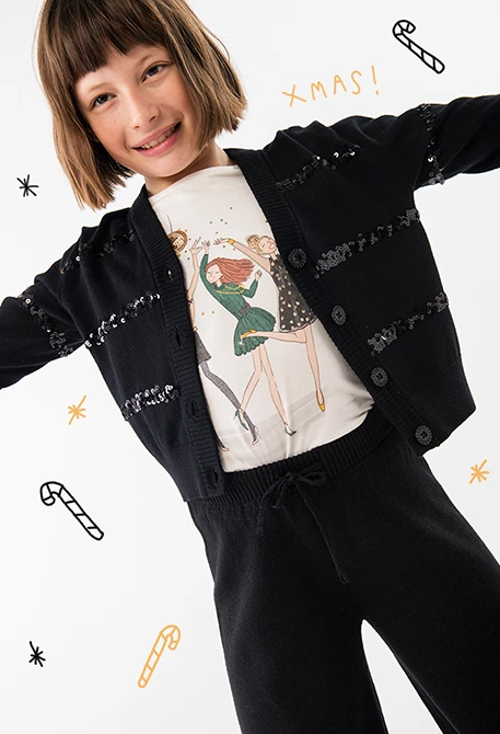 Giacca in maglia per bambina in nero