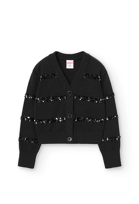 Veste en tricot pour fille en noir