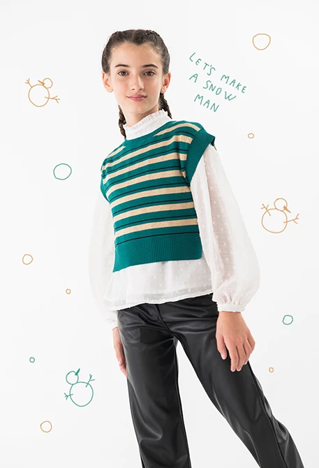 Gilet en tricot pour fille en vert