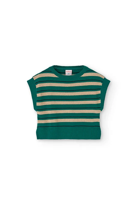 Gilet in maglia per bambina in verde