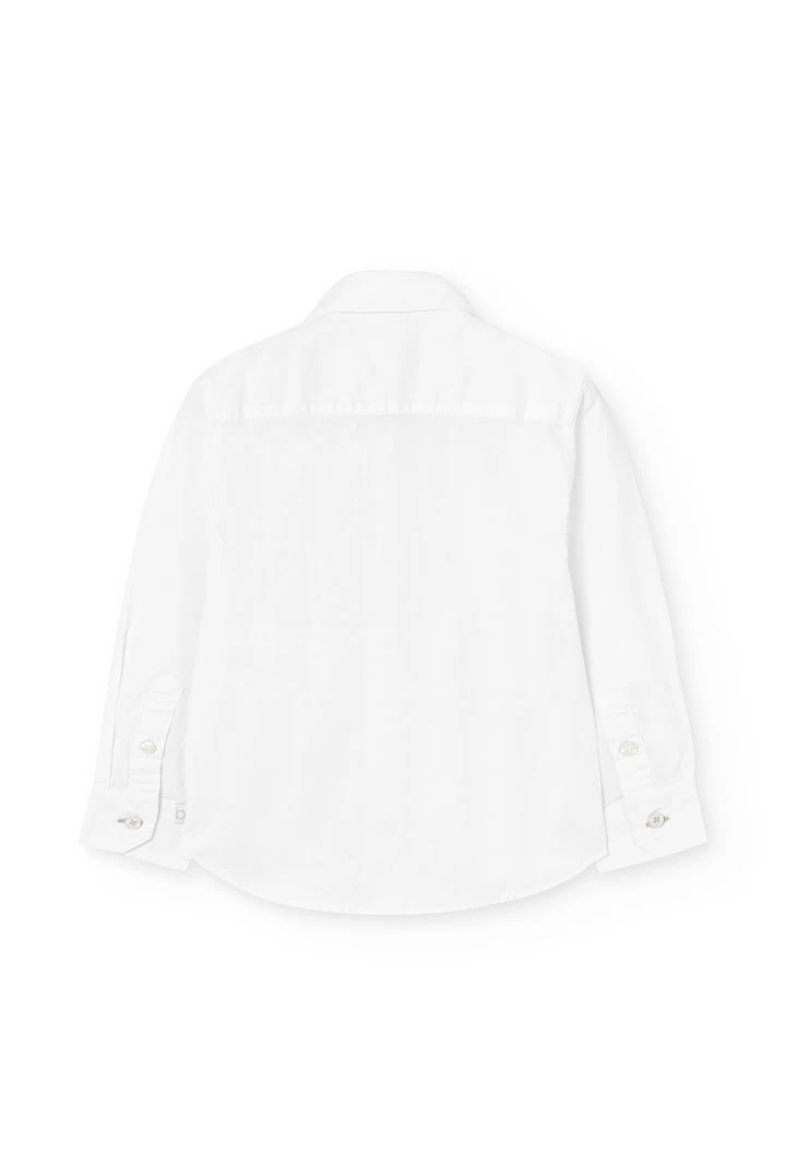 Camisa oxford para niño de manga larga en blanco