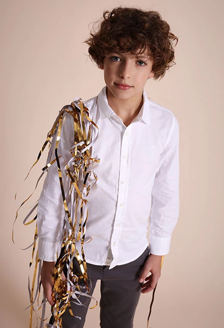 Boy's long sleeved oxford shirt in white