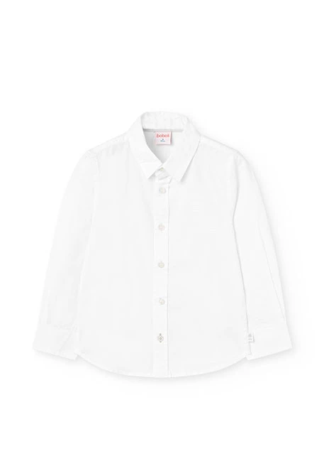 Camisa oxford de manga comprida para rapaz em branco