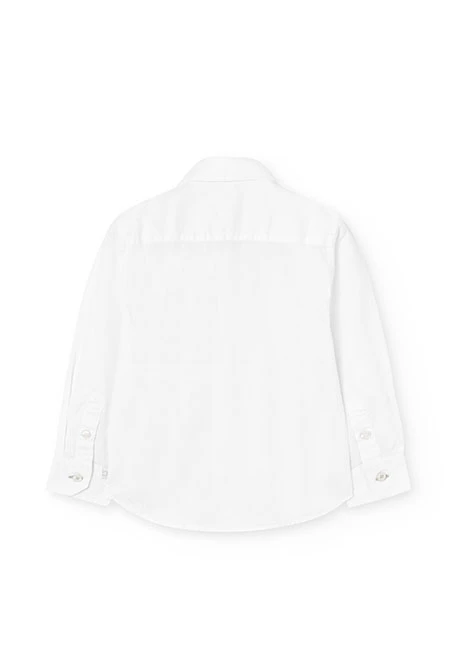 Camisa oxford para niño de manga larga en blanco