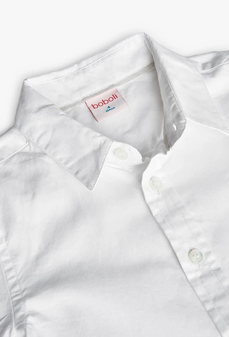 Camisa oxford para niño de manga larga en blanco