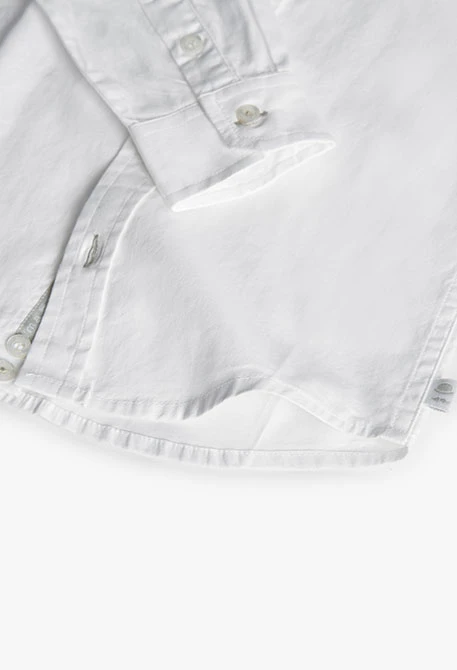 Camisa oxford de manga comprida para rapaz em branco