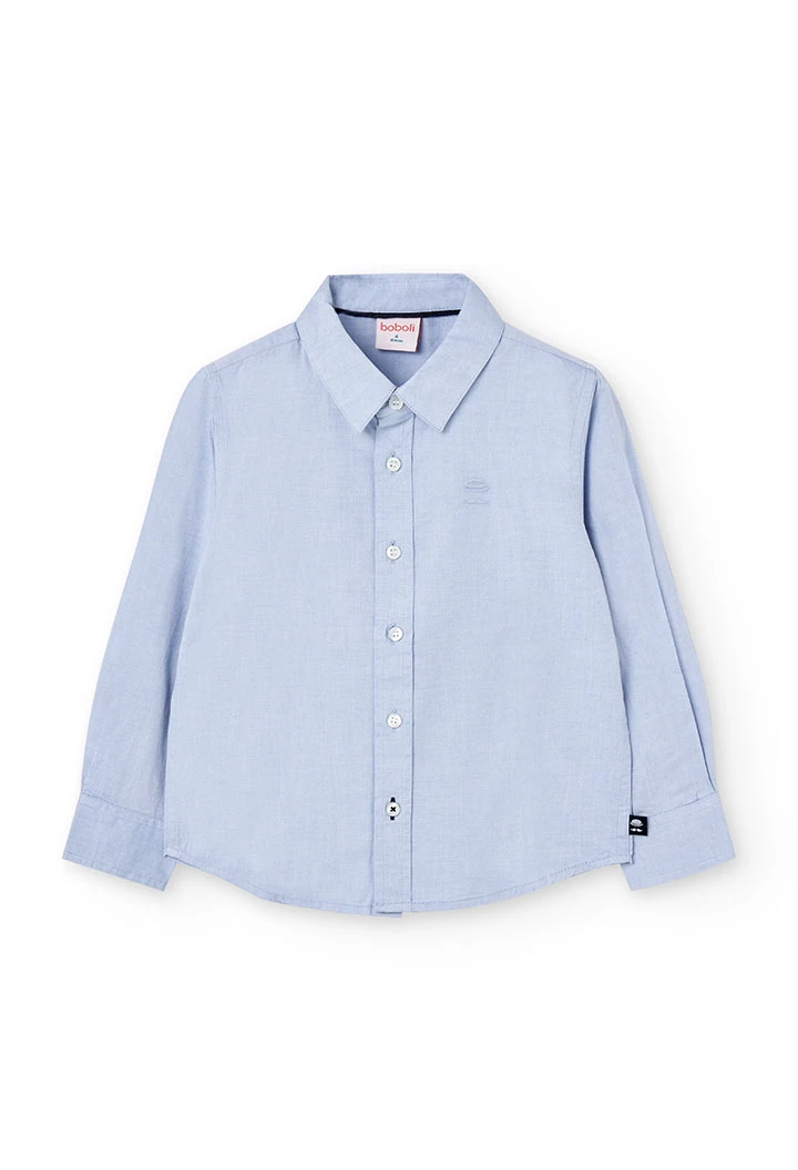 Camisa oxford para niño de manga larga en azul celeste