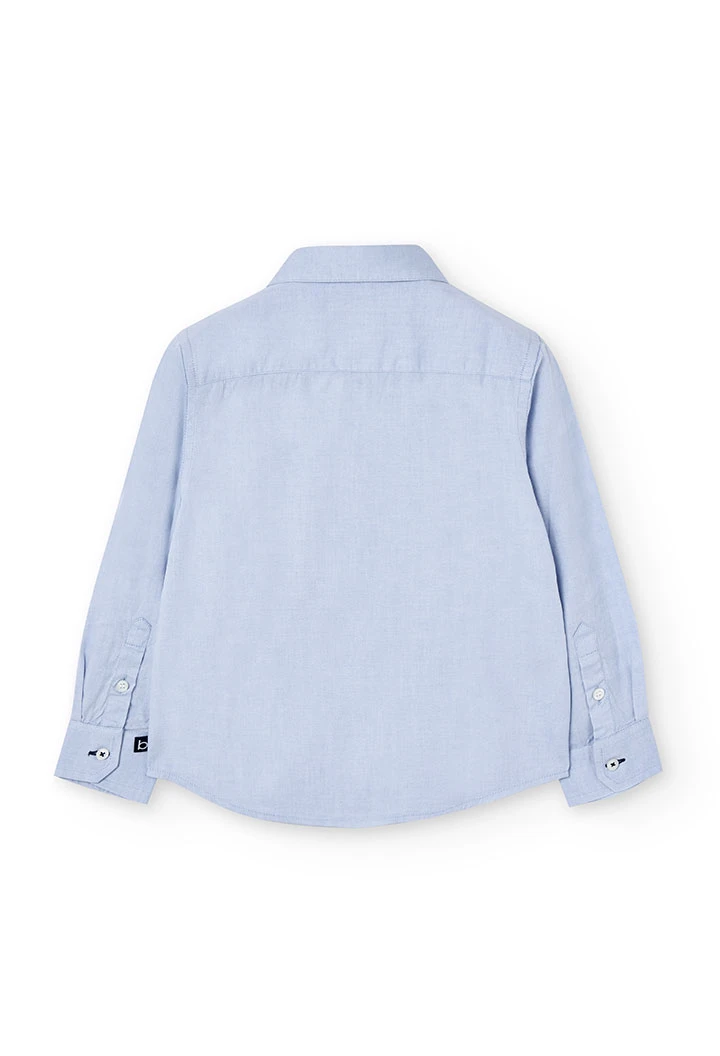Camisa oxford para niño de manga larga en azul celeste