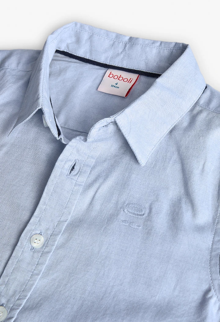 Camisa oxford para niño de manga larga en azul celeste