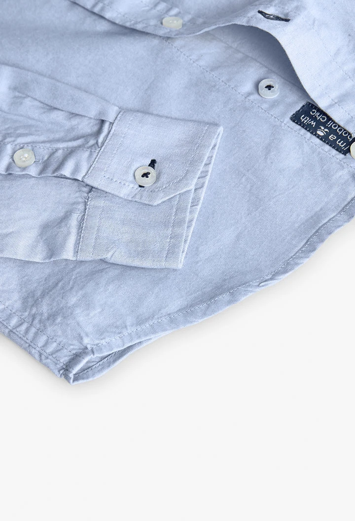 Camisa oxford para niño de manga larga en azul celeste