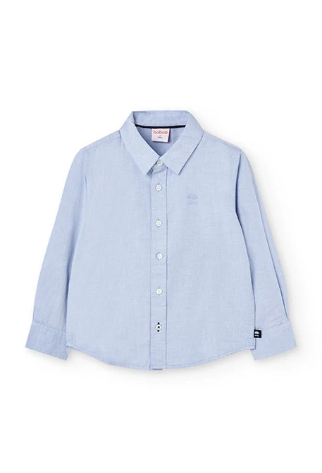 Camisa oxford para niño de manga larga en azul celeste