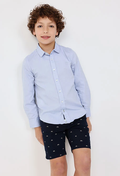 Camisa oxford per a nen de màniga llarga en blava celeste