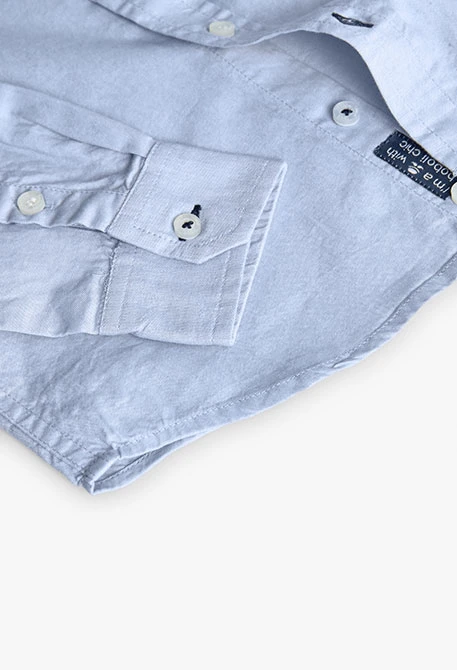 Camisa oxford para niño de manga larga en azul celeste