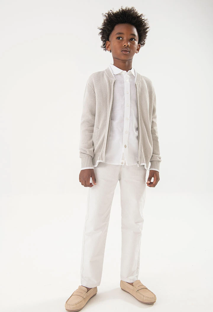 White satin trousers for boys